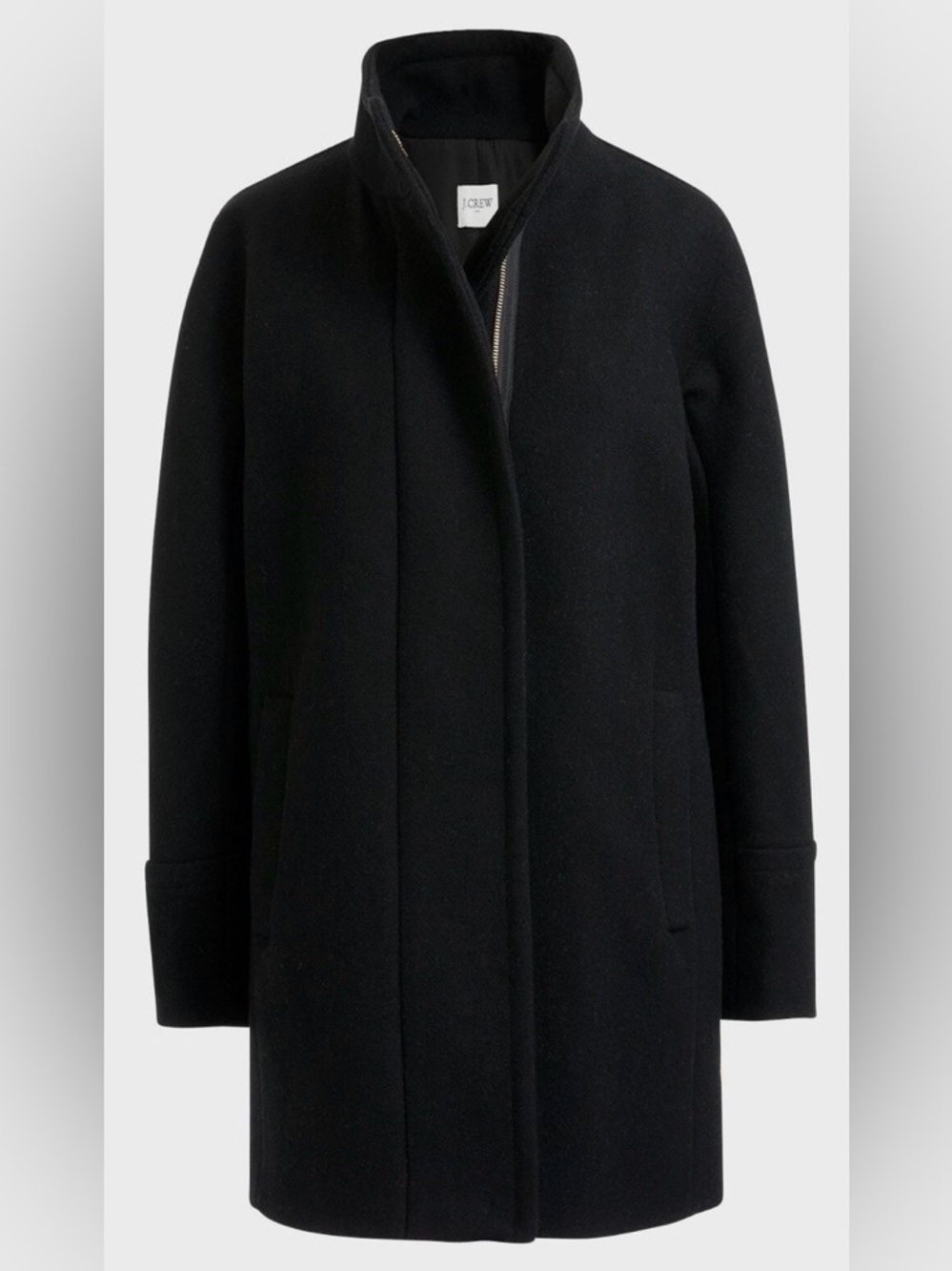 J. Crew Black Wool-Blend Single-Breasted Trench Coat